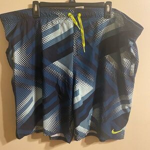 Mens Nike Blue Black Multicolor Lined Swim Trunks‎ Bottoms Size XXL 2XL